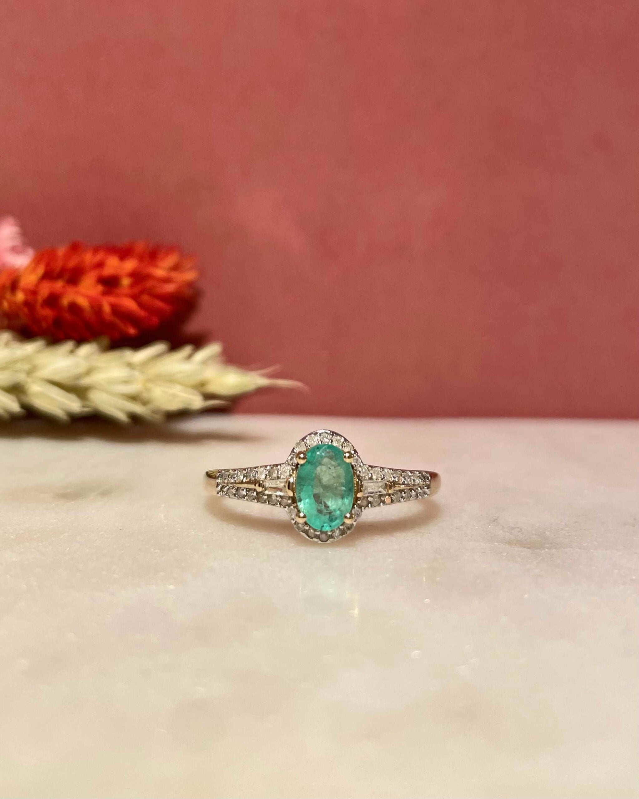 Bague Vintage Émeraude 0.65 carat &amp; Diamants &quot;Hope&quot;
