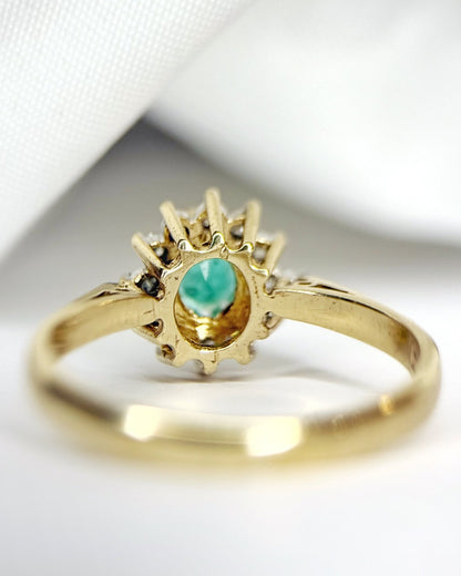 Bague Marguerite Émeraude 0.30 carat &amp; Diamants "Agnes" - Elliade Paris