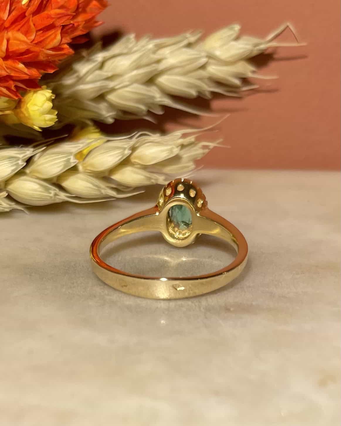 Bague Marguerite Émeraude 0.30 carat &amp; Diamants "Éléanore" - Elliade Paris