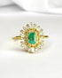 Bague Marguerite Émeraude 0.34 carat, Diamants Baguette & Ronds 0.38 carat "Rosalie" - Elliade Paris