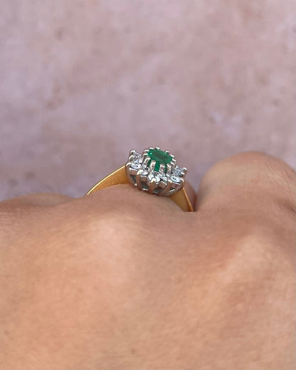 Bague Marguerite Émeraude 0.36 carat &amp; Diamants "Penelope" - Elliade Paris