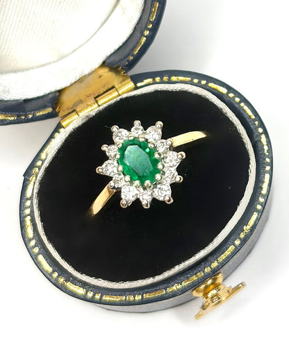 Bague Marguerite Émeraude 0.36 carat &amp; Diamants "Penelope" - Elliade Paris