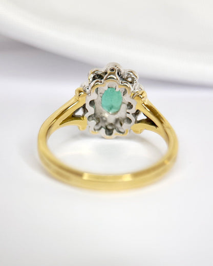 Bague Marguerite Émeraude 0.45 carat &amp; Diamants 0.40 carat "Emmeline" - Elliade Paris