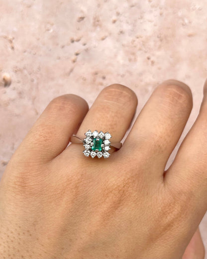 Bague Marguerite Émeraude 0.45 carat &amp; Diamants 4.24g "Tania" - Elliade Paris