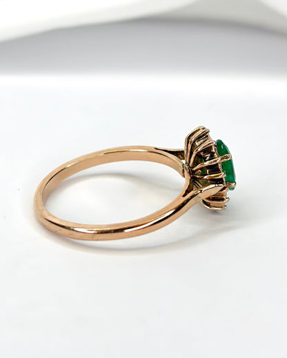 Bague Marguerite Émeraude 0.48 carat &amp; Diamants 0.28 carat "Cassandre" - Elliade Paris