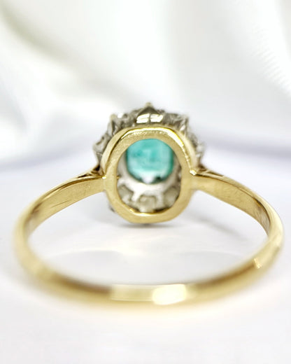 Bague Marguerite Émeraude 0.48 carat &amp; Diamants 0.40 carat "Ludwig" - Elliade Paris