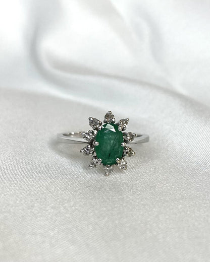 Bague Marguerite Emeraude 0.48 carat et Diamants "Xenia" - Elliade Paris