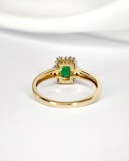 Bague Marguerite Émeraude 0.50 carat &amp; Diamants 0.26 carat "Élodie" - Elliade Paris