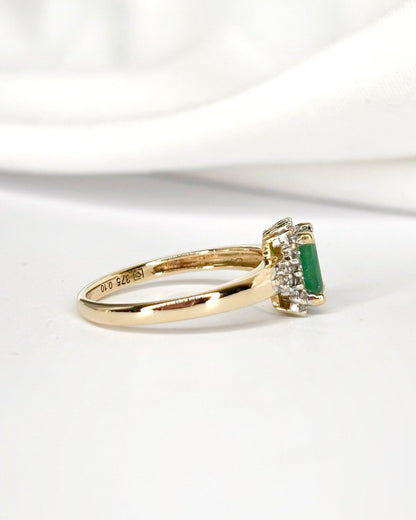 Bague Marguerite Émeraude 0.50 carat &amp; Diamants 0.26 carat "Élodie" - Elliade Paris