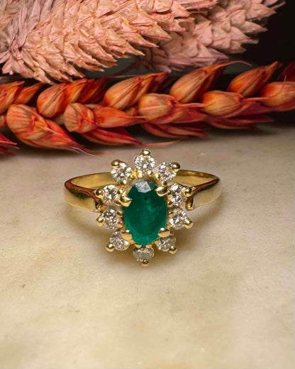 Bague Marguerite Émeraude 0.50 carat &amp; Diamants &quot;Reyhan&quot; - Elliade Paris