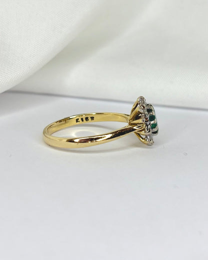 Bague Marguerite Émeraude 0.52 carat &amp; Diamants 0.30 carat &quot;Nélya&quot; - Elliade Paris