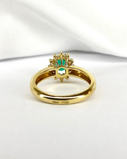 Bague Marguerite Émeraude 0.54 carat &amp; Diamants 0.24 carat "Raphaelle" - Elliade Paris