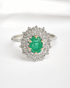 Bague Marguerite Émeraude 0.57 carat & Diamants 0.56 carat 5.26g "Anaïs" - Elliade Paris