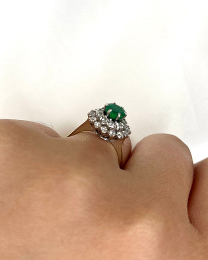 Bague Marguerite Émeraude 0.60 carat &amp; Diamants 0.52 carat "Elena" - Elliade Paris