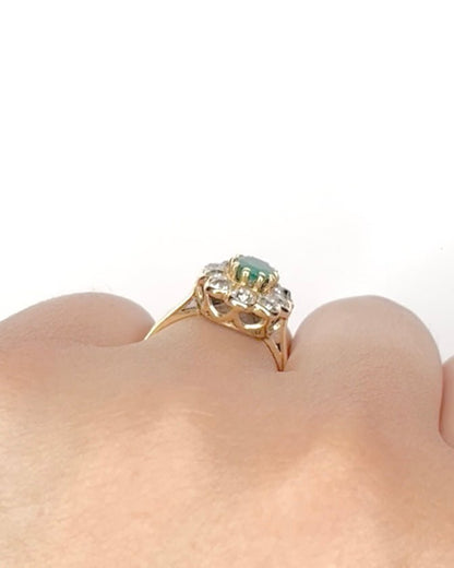 Bague Marguerite Émeraude 0.60 carat &amp; Diamants 0.70 carat "Eugénia" - Elliade Paris