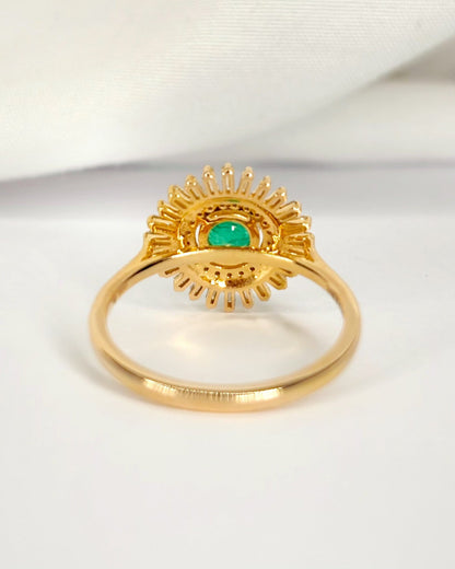 Bague Marguerite Émeraude 0.60 carat &amp; Diamants "Gratiane" - Elliade Paris