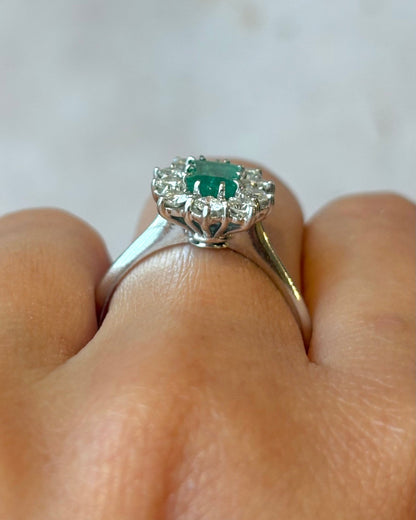 Bague Marguerite Émeraude 0.61 carat &amp; Diamants 0.50 carat "Ségolène" - Elliade Paris