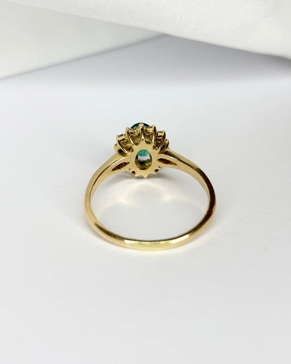 Bague Marguerite Émeraude 0.67 carat &amp; 14 Diamants &quot;Tim&quot; - Elliade Paris