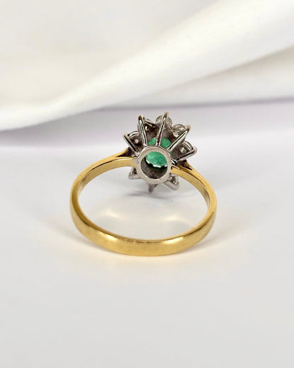 Bague Marguerite Émeraude 0.70 carat &amp; Diamants "Annabelle" - Elliade Paris
