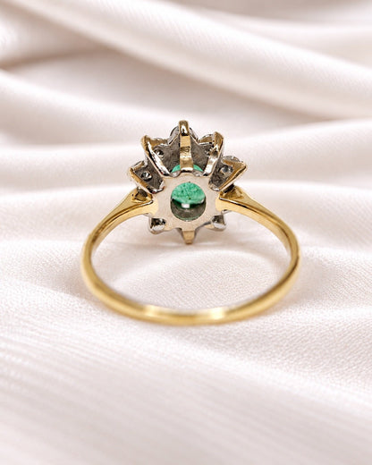 Bague Marguerite Émeraude 0.75 carat &amp; Diamants 0.50 carat "Hermoine" - Elliade Paris