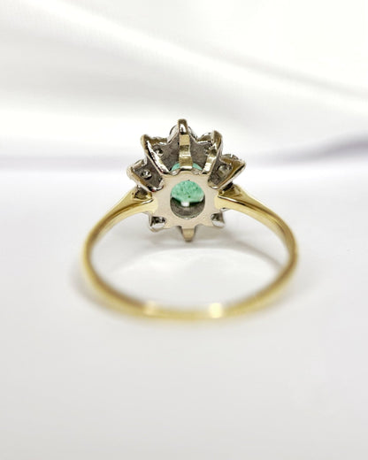 Bague Marguerite Émeraude 0.75 carat &amp; Diamants 0.50 carat "Hermoine" - Elliade Paris