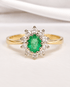 Bague Marguerite Émeraude 0.75 carat & Diamants 0.50 carat "Hermoine" - Elliade Paris