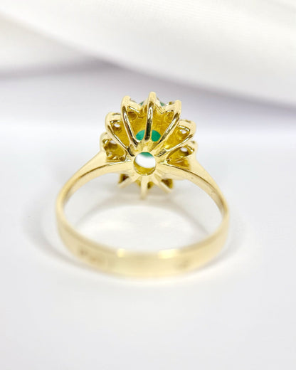Bague Marguerite Émeraude 0.90 carat &amp; Diamants 4,01g "Pauline" - Elliade Paris