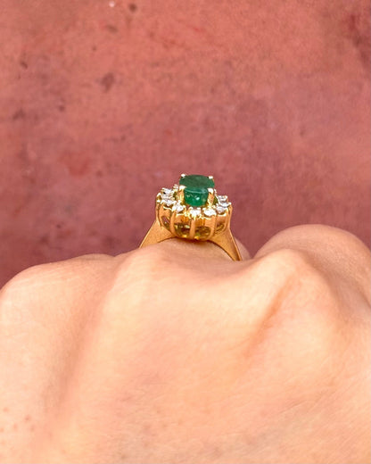 Bague Marguerite Émeraude 0.90 carat &amp; Diamants 4,01g "Pauline" - Elliade Paris