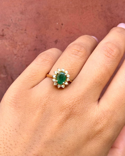 Bague Marguerite Émeraude 0.90 carat &amp; Diamants 4,01g "Pauline" - Elliade Paris