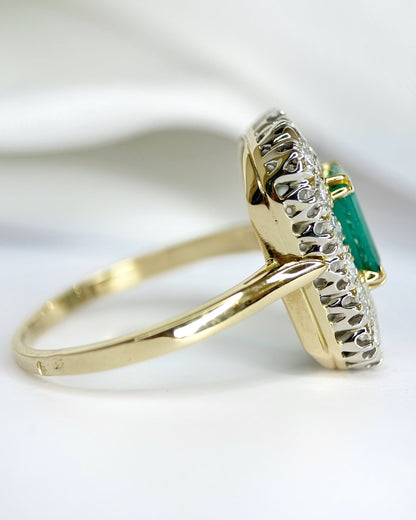 Bague Marguerite Émeraude 1 carat &amp; Diamants 1.32 carat "Félicie" - Elliade Paris