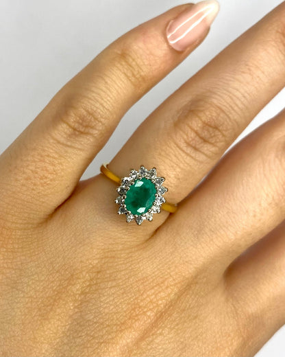 Bague Marguerite Émeraude 1 carat &amp; Diamants "Elina" - Elliade Paris