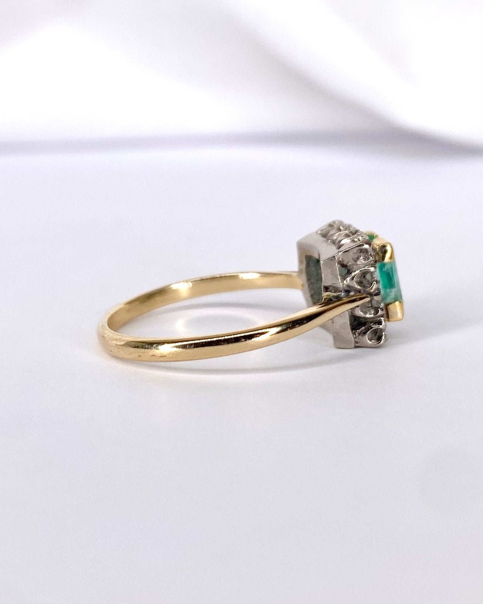 Bague Marguerite Émeraude 1 carat &amp; Diamants "Isabelle" - Elliade Paris