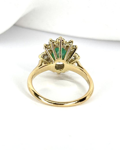 Bague Marguerite Émeraude 1.05 carat &amp; Diamants 0.42 carat "Ava" - Elliade Paris