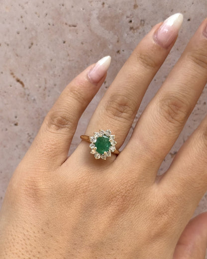 Bague Marguerite Émeraude 1.05 carat &amp; Diamants 0.42 carat "Ava" - Elliade Paris