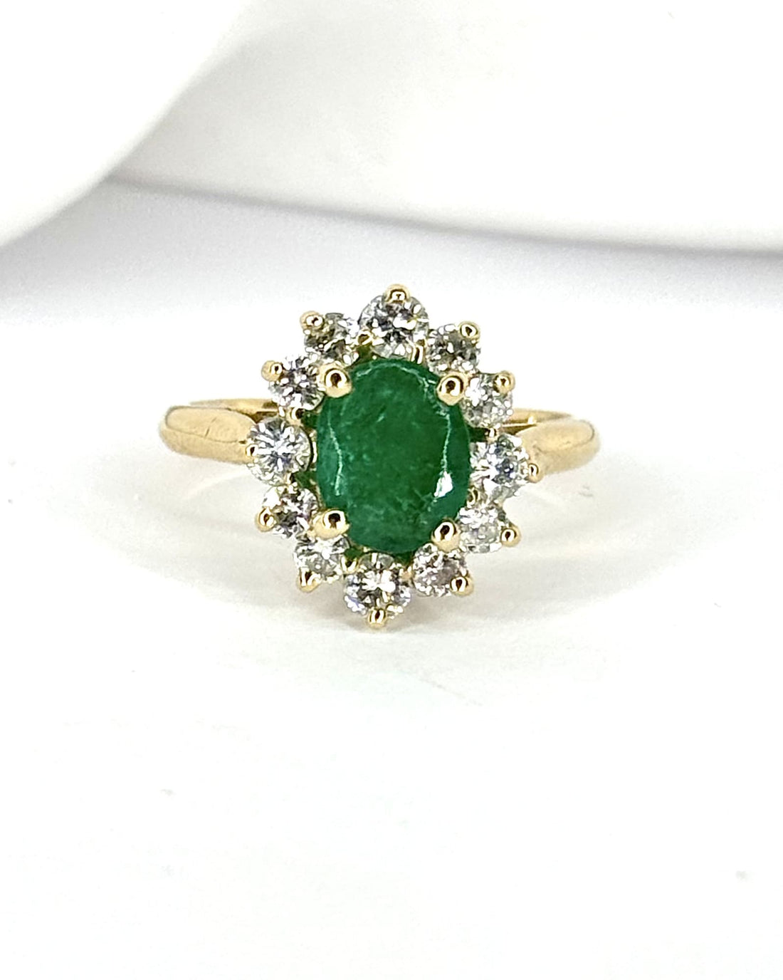 Bague Marguerite Émeraude 1.05 carat &amp; Diamants 0.42 carat "Ava" - Elliade Paris