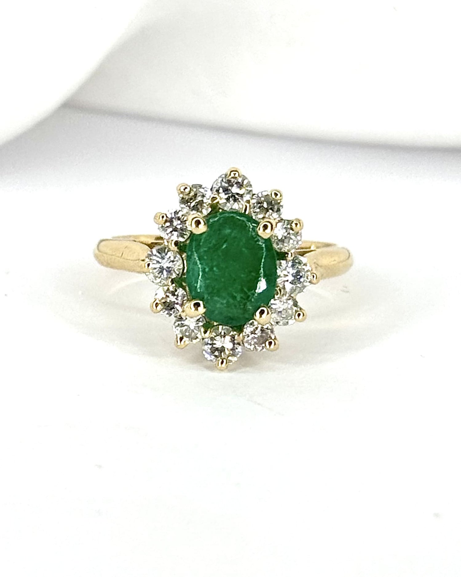 Bague Marguerite Émeraude 1.05 carat &amp; Diamants 0.42 carat "Ava" - Elliade Paris