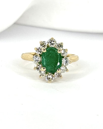 Bague Marguerite Émeraude 1.05 carat &amp; Diamants 0.42 carat "Ava" - Elliade Paris