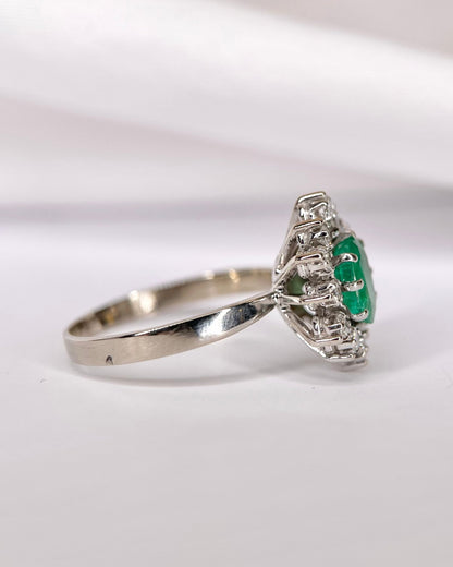 Bague Marguerite Émeraude 1.05 carat &amp; Diamants 0.48 carat "Dana" - Elliade Paris