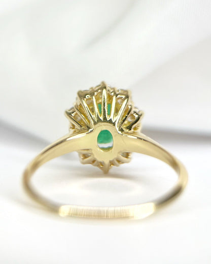 Bague Marguerite Émeraude 1.08 carat &amp; Diamants 0.40 carat "Elina" - Elliade Paris