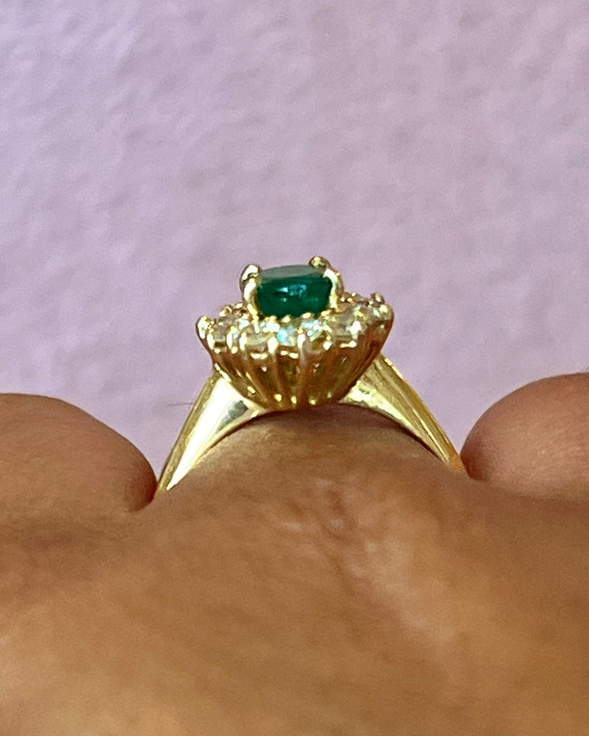 Bague Marguerite Émeraude 1.08 carat &amp; Diamants 0.40 carat "Elina" - Elliade Paris