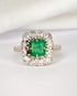 Bague Marguerite Émeraude 1.15 carat, Diamants 0.60 carat & Or 4.63g "Mélania" - Elliade Paris