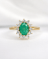 Bague Marguerite Émeraude 1.20 carat & Diamants 0.60 carat 4,34g "Oriana" - Elliade Paris
