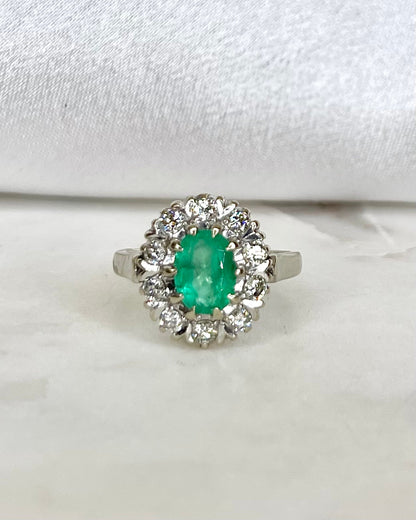 Bague Marguerite Emeraude 1.30 carat &amp; Diamants &quot;Ludivine&quot; - Elliade Paris