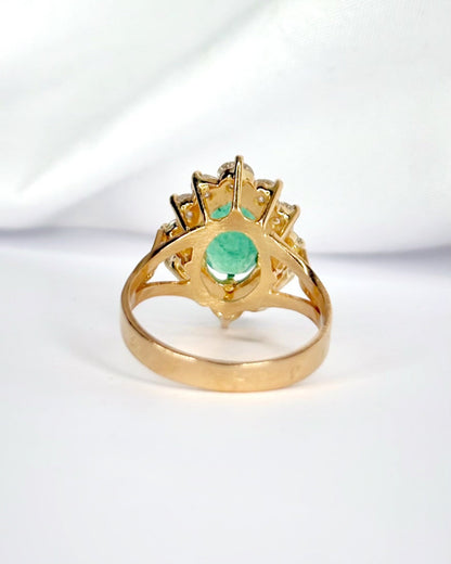 Bague Marguerite Émeraude 1.50 carat &amp; Diamants 0.90 carat "Minerve" - Elliade Paris