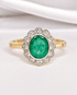 Bague Marguerite Émeraude 1.70 carat & Diamants 0.60 carat "Amale" - Elliade Paris