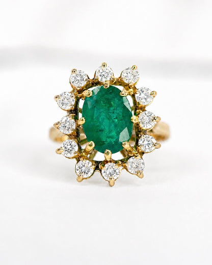 Bague Marguerite Émeraude 2.05 carats &amp; Diamants 0.72 carat 4,71g "Garance" - Elliade Paris