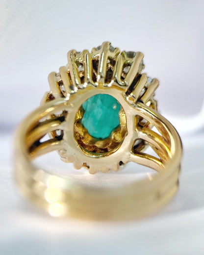 Bague Marguerite Émeraude 2.80 carats &amp; Diamants 9.92g "Corneille" - Elliade Paris