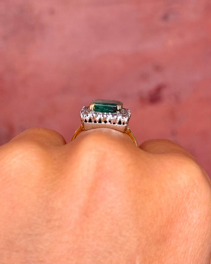 Bague Marguerite Émeraude 2.90 carats &amp; Diamants 0.72 carat "Lucia" - Elliade Paris