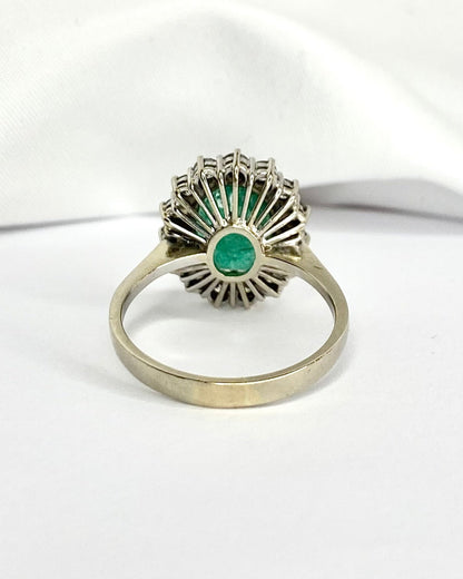 Bague Marguerite Émeraude 4 carats &amp; Diamants 0.90 carat "Norah" - Elliade Paris