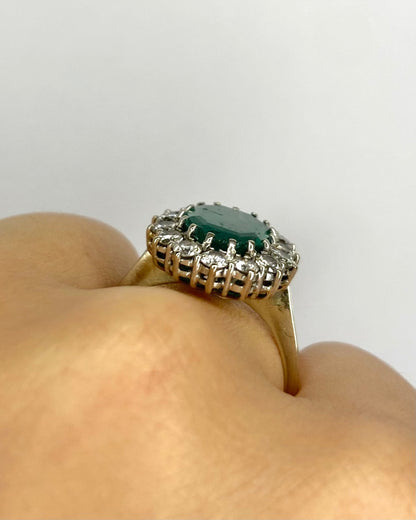 Bague Marguerite Émeraude 4 carats &amp; Diamants 0.90 carat "Norah" - Elliade Paris